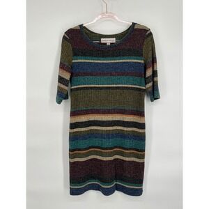 Emma & Michele Striped Knit Dress Casual Career 3/4 Sleeve PL